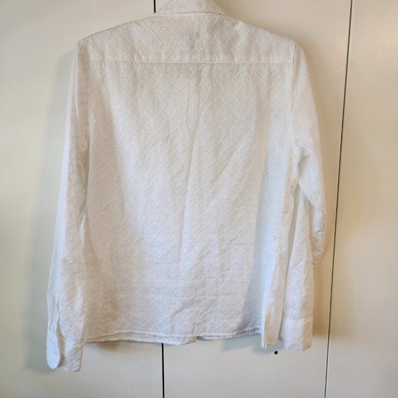 Talbots White Crochet Button Down Long Sleeve Dress Shirt | Size S - Picture 5 of 6